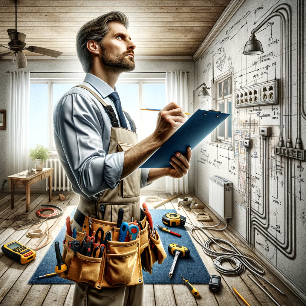 Un homme a tout faire qui inspecte la maison